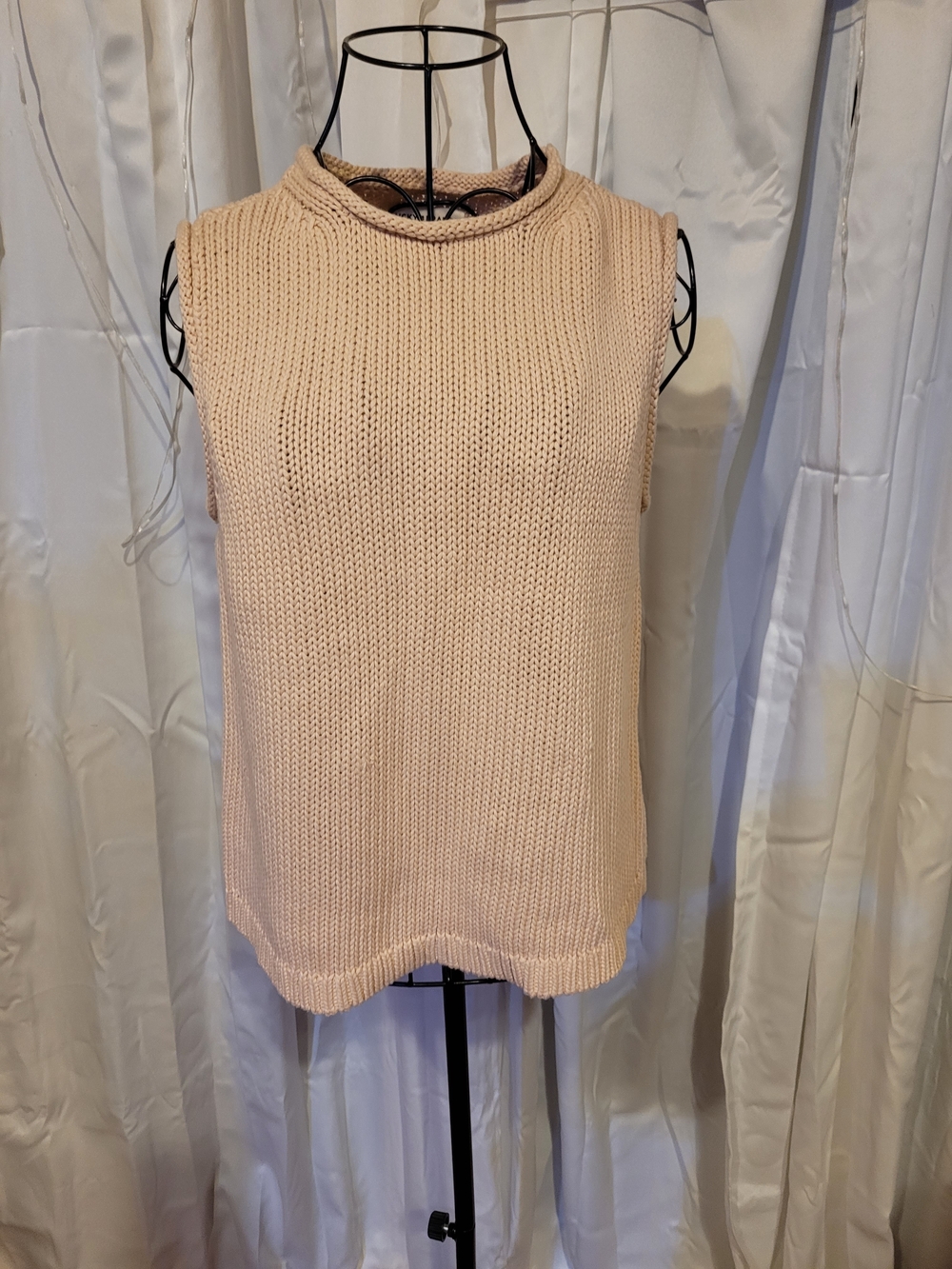 Lucky Brand Cream Sleeveless Cowl Neck Knit Sweater
